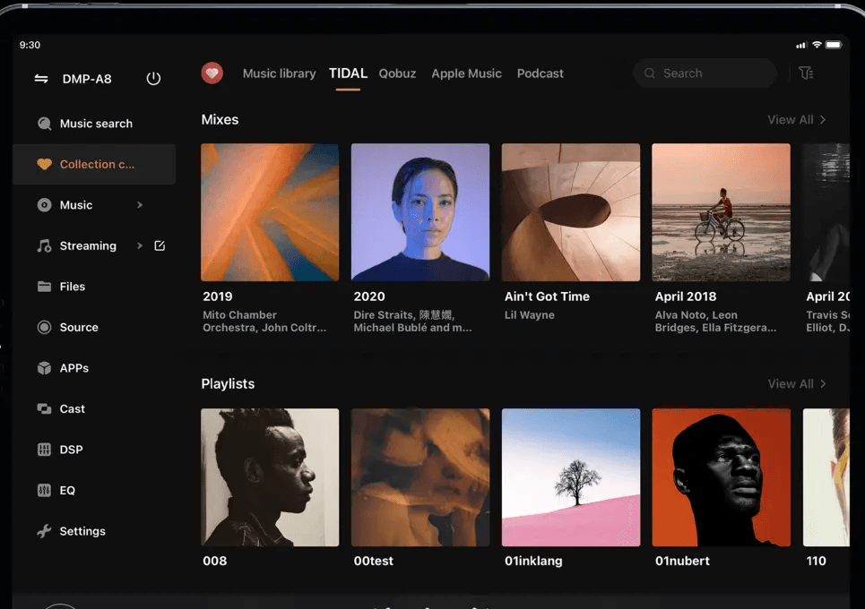 Music-service library open inside Eversolo Control