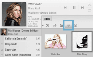 TIDAL tab highlighted in the LUMIN app