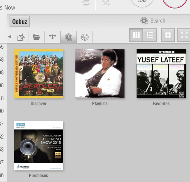Qobuz browse panel inside the LUMIN app