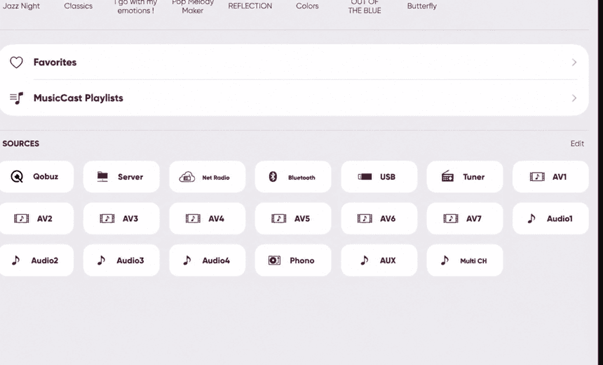 Qobuz source tile in MusicCast Controller
